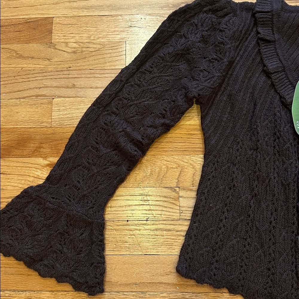 NWT FARM Rio Lace Stitch Knit Ruffles Cardigan - Picture 10 of 11